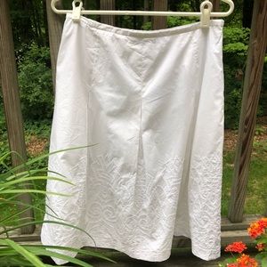 White Eyelet Cotton Lined Pleated Skirt-Vintage Talbots  Size 8